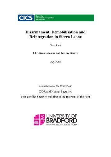 Disarmament, Demobilisation and Reintegration in Sierra Leone