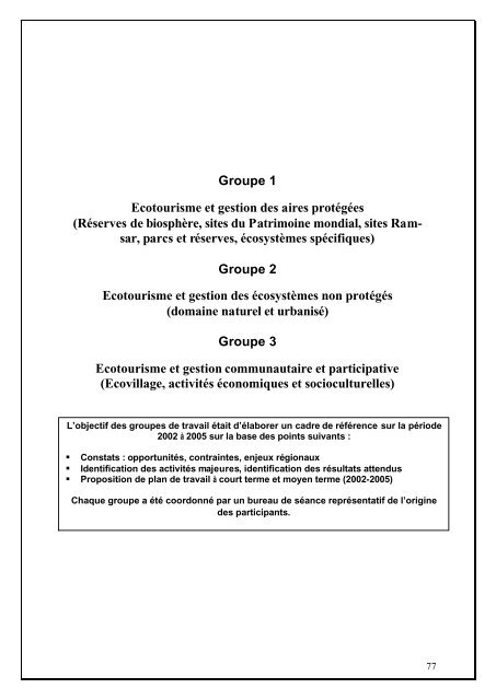 ECOTOURISME, ECOVILLAGE EN AFRIQUE DE L'OUEST ... - TEC