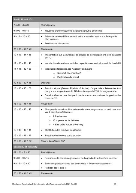 Programme - Télécentres-Maroc