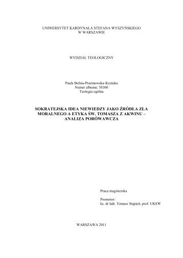 Rozdział I. Etyka Sokratesa - Katedra Historii Filozofii Starożytnej i ...