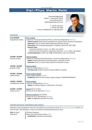 Martin Raith: Curriculum Vitae - Universität Regensburg