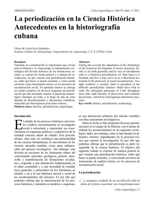 Cuba Arqueologica: Revista Digital de Arqueologia de Cuba y el Caribe, Año IV, Num. 2