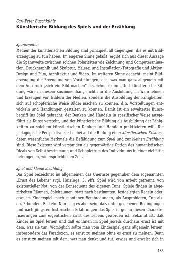 Carl-Peter Buschkühle, Künstlerische Bildung des Spiels und - IGBK