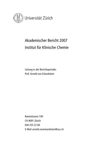 Akademischer Bericht 2007 Institut für Klinische Chemie