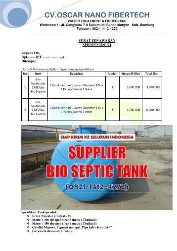 WA 0821-1412-4272 Jual Bio Septic Tank Biofil Fiber Glass Jakarta Utara