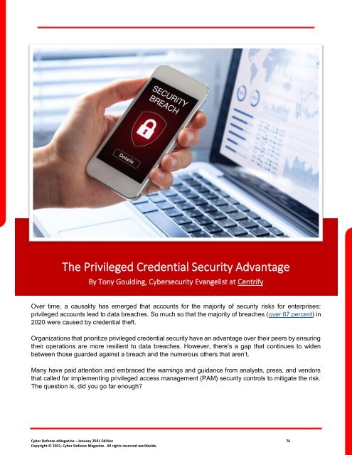 Cyber Defense eMagazine January 2021 Edition