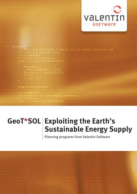 GeoT*SOL Exploiting the Earth's Sustainable ... - Valentin Software