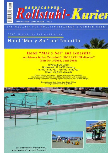 Hotel “Mar y Sol” auf Teneriffa erschienen in der ... - Escales-Verlag