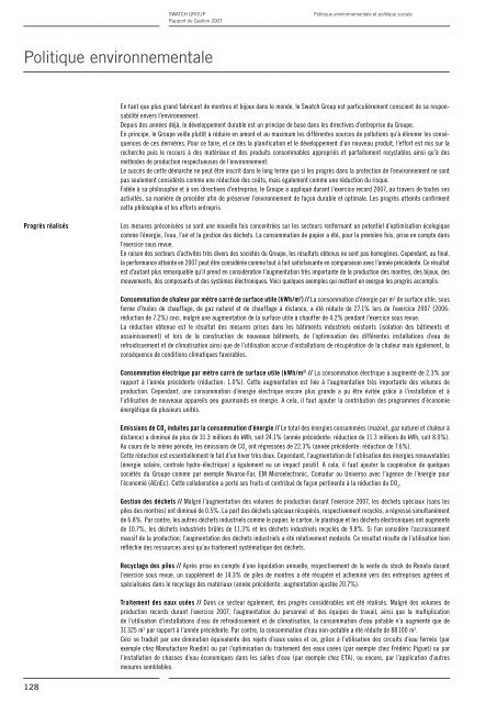 Rapport de Gestion 2007 - Swatch Group