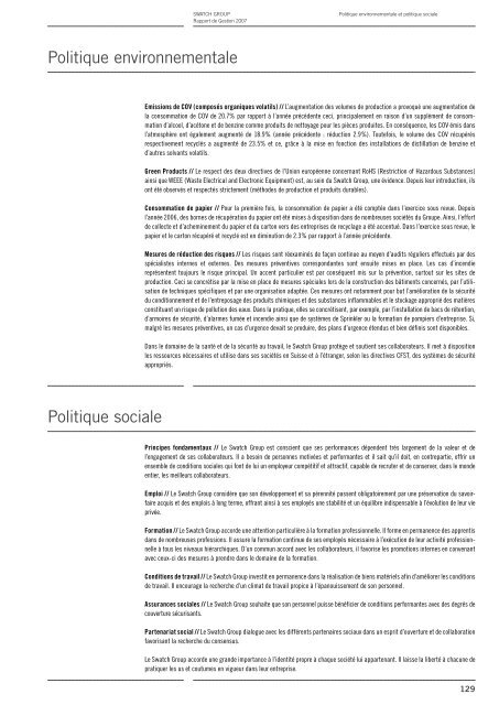 Rapport de Gestion 2007 - Swatch Group