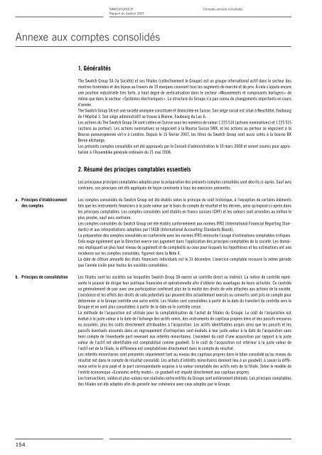 Rapport de Gestion 2007 - Swatch Group