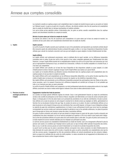 Rapport de Gestion 2007 - Swatch Group