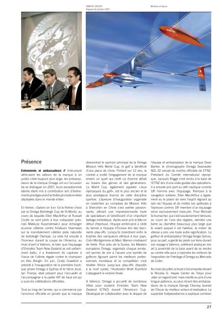 Rapport de Gestion 2007 - Swatch Group