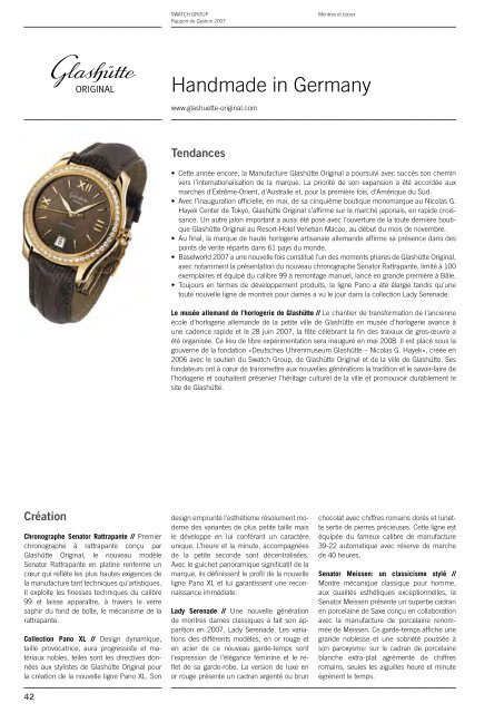 Rapport de Gestion 2007 - Swatch Group