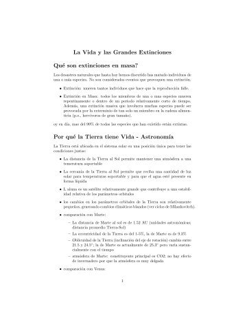 La Vida y las Grandes Extinciones Qué son extinciones en masa ...