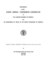 ninth annual conference-convention - Cantors Assembly