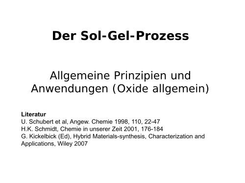 Sol-Gel-Prozess - KemnitzLab