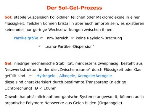 Sol-Gel-Prozess - KemnitzLab