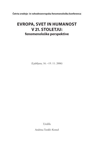 EVROPA, SVET IN HUMANOST V 21. STOLETJU: - Phainomena