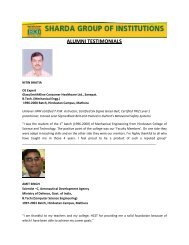 ALUMNI TESTIMONIALS - Sharda Group of Institutions