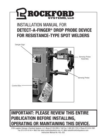 KSL-022 | Installation Manual for Detect-A-Finger Drop Probe Device for Resistance-Type Spot Welders