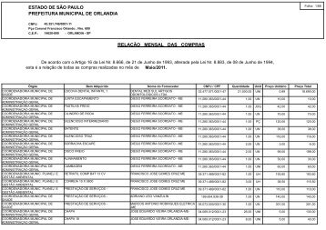 relação mensal das compras - Prefeitura Municipal de Orlândia