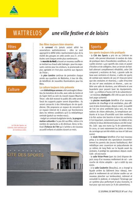 2008-2011 : LE BILAN A MI-MANDAT - Ville de Wattrelos