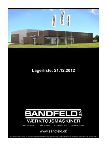 Lagerliste: 29.12.2011 - Sandfeld A/S