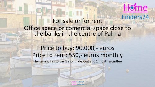 For sale office/commercial space close to the marina´s and in a commercial area in the centre of Palma de Mallorca (OFI0001)
