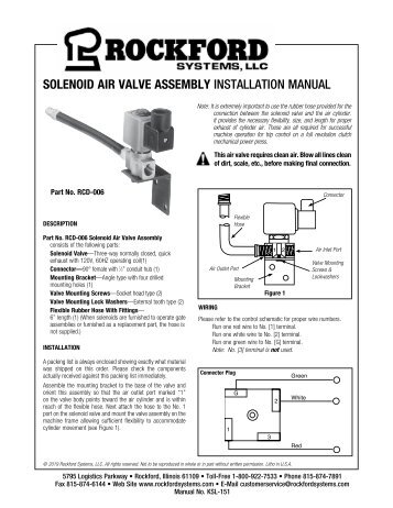 KSL-151 | Solenoid Air Valve Installation Manual