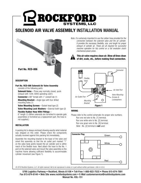 KSL-151 | Solenoid Air Valve Installation Manual