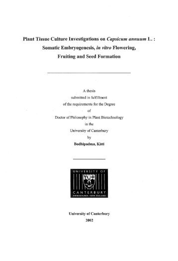 Plant tissue culture investigations on Capsicum annuum L. : Somatic ...