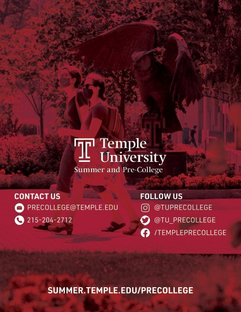 Temple Pre-College Summer 2021 Digital Brochure