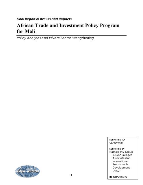 African Trade and Investment Policy Program for Mali
