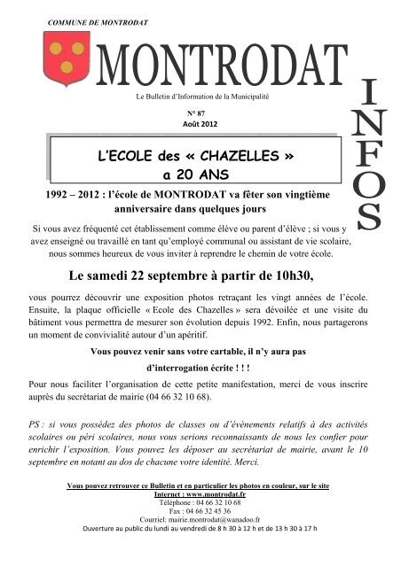 L Ecole De Montrodat Va Feter Son Vingtieme Anniversaire Dans