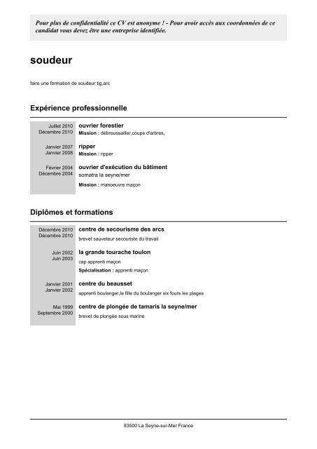 Exemple De Cv Ouvrier De Construction Exemple De Cv Info