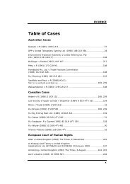 Table of Cases - Insite Law Magazine