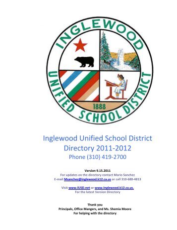 Inglewood Unified School District Directory 2011-2012