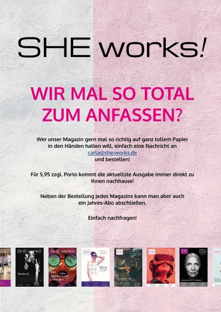 Der XX-Faktor: Weibliche Stärke – Das SHE works! Magazin im Januar 2021