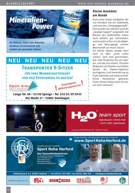 Handball in Spenge – Freunde & Partner sind dabei! - TuS Spenge