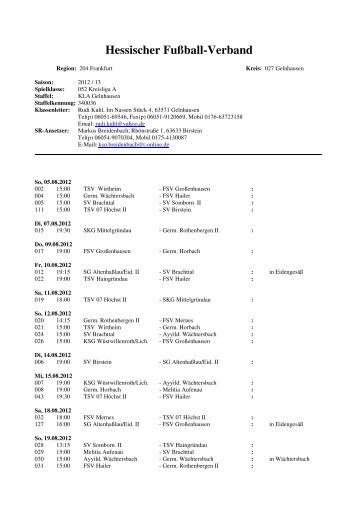 Hessischer Fußball-Verband - Kreis Gelnhausen - Hessischer ...