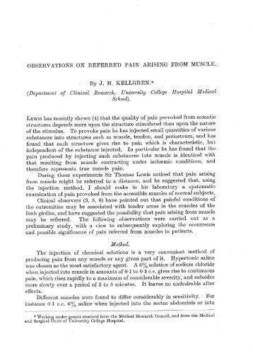 Oberservations on referred pain arising from muscle