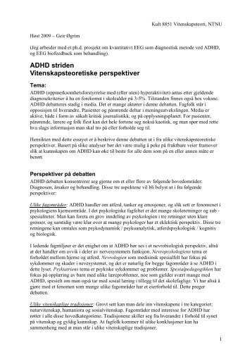 ADHD striden Vitenskapsteoretiske perspektiver