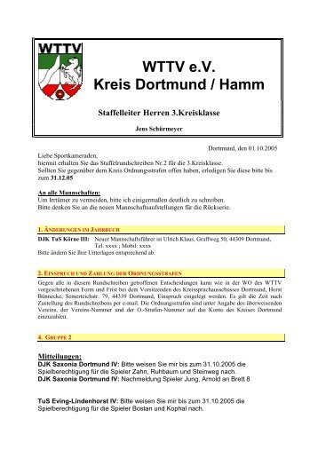 Staffelleiter Herren 3.Kreisklasse - Post SV Castrop-Rauxel eV