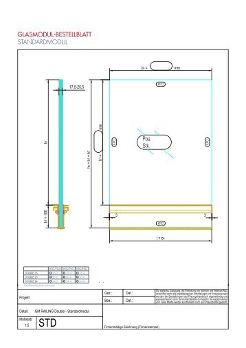 GM RAILING DOBULE: Bestellblatt Standardmodul