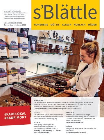 s'Blättle Nr. 02 - Do, 14. Jänner 2021