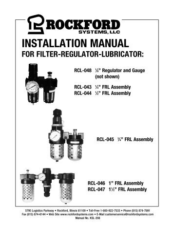 KSL-208 | Installation Manual for Filter-Regulator-Lubricator