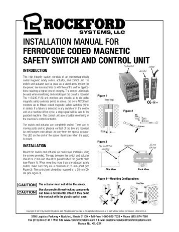 KSL-224 | Installation Manual for Ferrocode Coded Magnetic Safety Switch and Control Unit