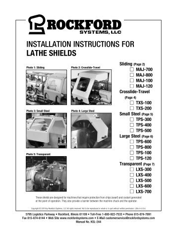 KSL-244 | Installation Instructions for Lathe Shields