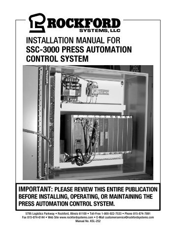 KSL-252 | Installation Manual for SSC-3000 Press Automation Control System